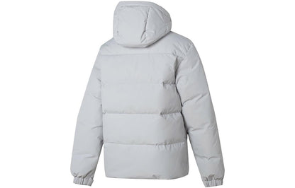 Under armour сплошной цвет случайные капюшоном с длинным рукавом куртка пуховик мужские и женские модели светло-серый