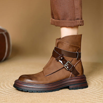 Balletcat воловьей кожи винтаж британский стиль толстым дном фея модный темперамент мода тенденция универсальный личность 16 см мартин сапоги 4,5 см женщин