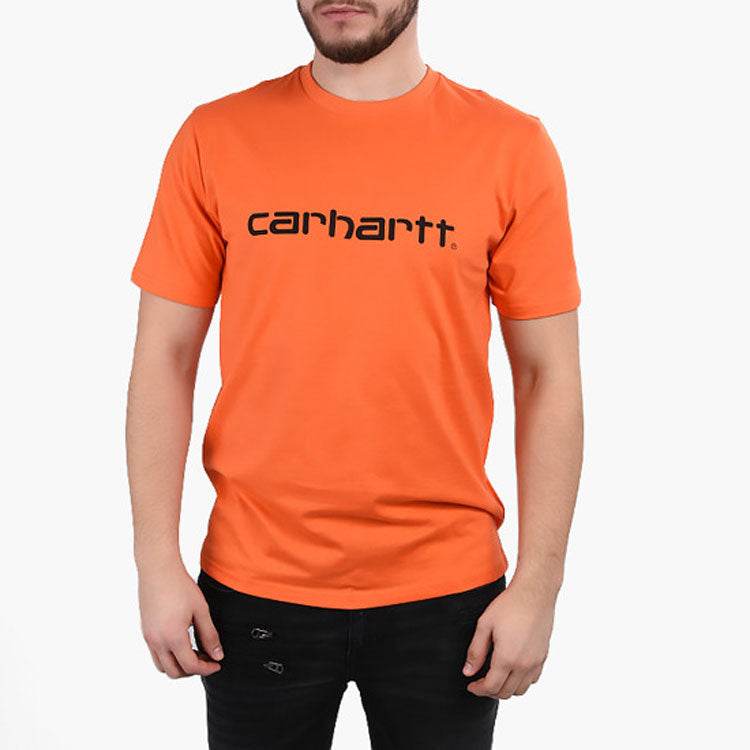 Футболка мужская Carhartt WIP printed letter orange - Boxette Shop