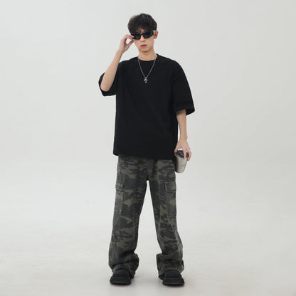 Paddy Julia bir xil rangdagi asosiy dekonstruksiya qilingan birlashma dizayn hissi yelkali bo'sh ko'p qirrali oddiy shamol qutisi versiyasi pastki qismdagi kalta yengli futbolka erkaklar va ayollar bir xil modellar