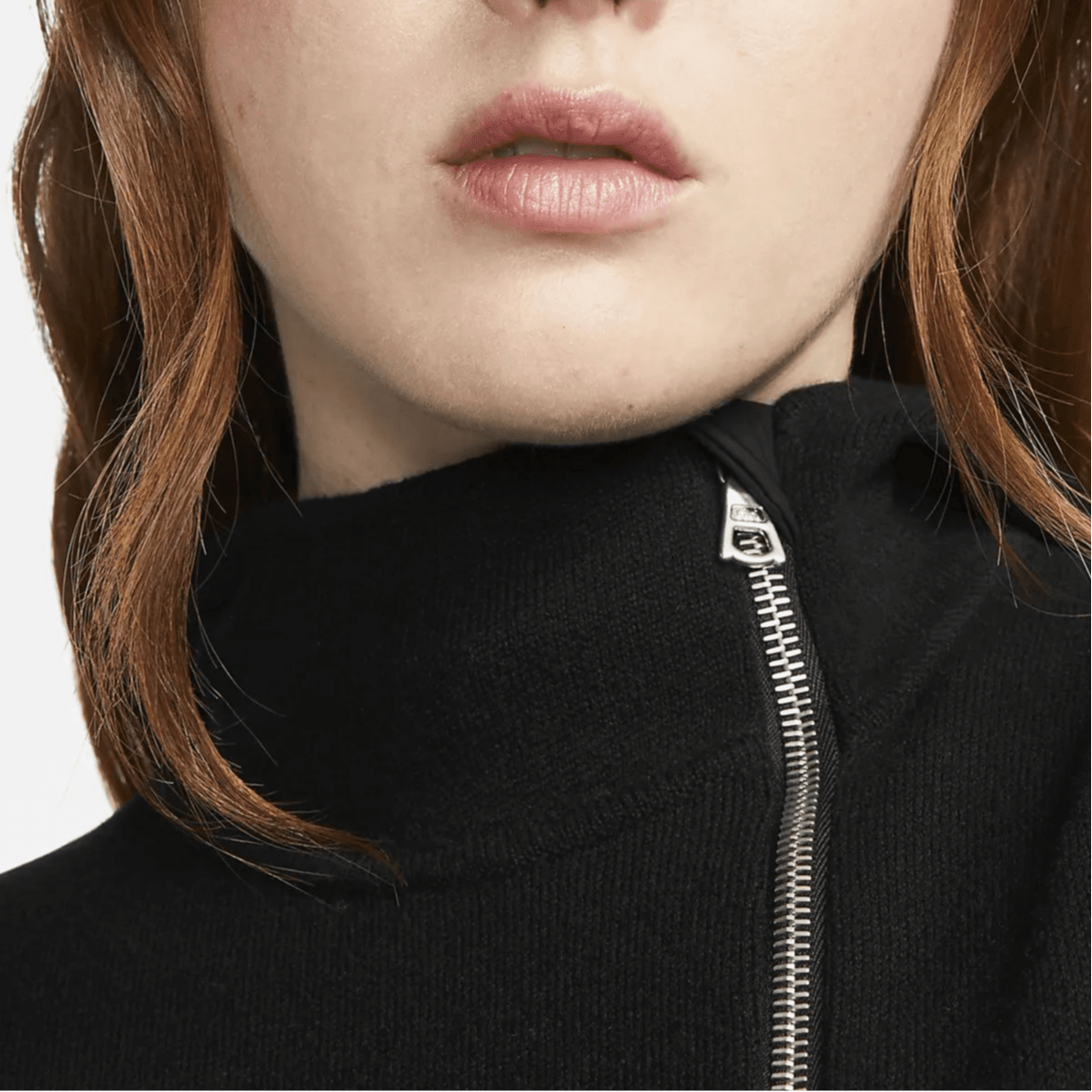 Nike solid colour two-way zip hooded hooded knit women's black - Boxette Shop