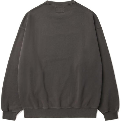 Carhartt wip ss25 amerika logotipi kashtado'zli mato patchli uzun yengli qora erkaklar sviteri