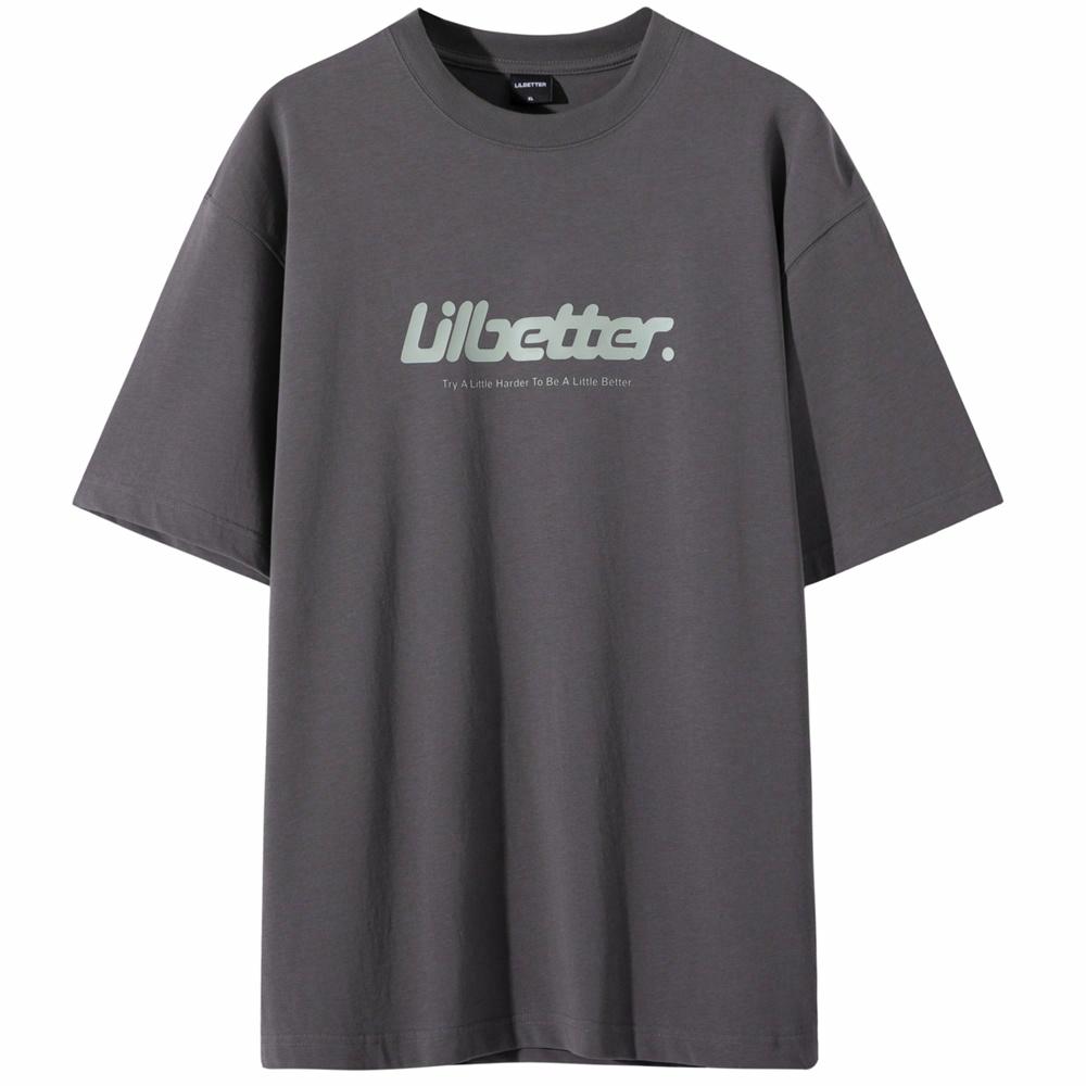 Lilbetter harfi logotipi bosma paxta amerikalik kundalik toza kiyimli dumaloq bo'yinli yarim yengli bo'shashgan juftlik qisqa yengli futbolka modelli erkaklar va ayollar