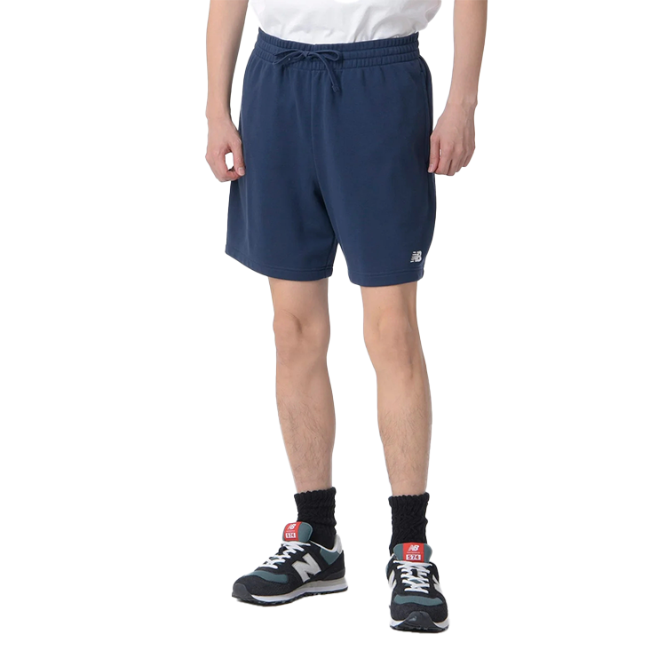 New Balance Solid Color logotipi naqshli to'g'ridan-to'g'ri erkaklar uchun to'q-to'g'ri sport shortilari