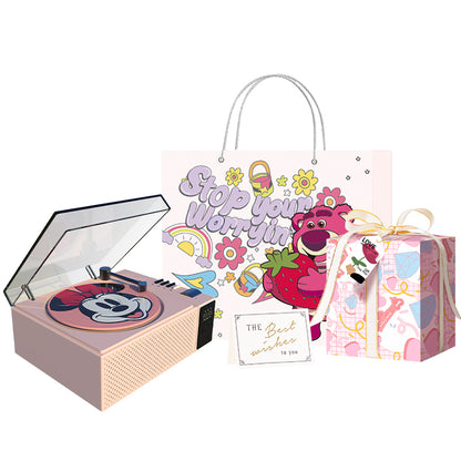 Disney retro vinil bluetooth dinamiki Hifi ovoz sifati led atrof-muhit yorug'ligi aylanadigan rekord ofis uyi aqlli AI soati ijodiy multfilm uslubidagi sovg'a to'plami