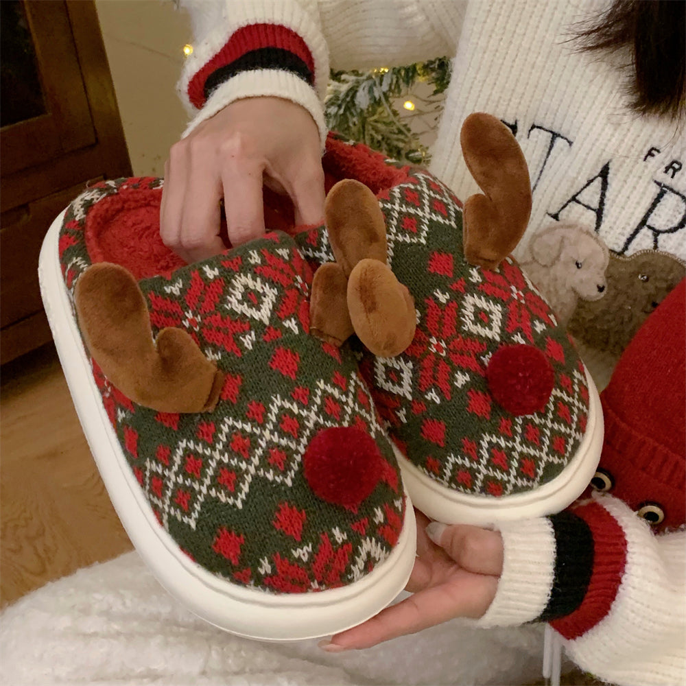 Yupqa chiziqlar qiziqarli Rojdestvo elk qish oylarida issiq multfilm paxta terlik ayollar yashil kiyish