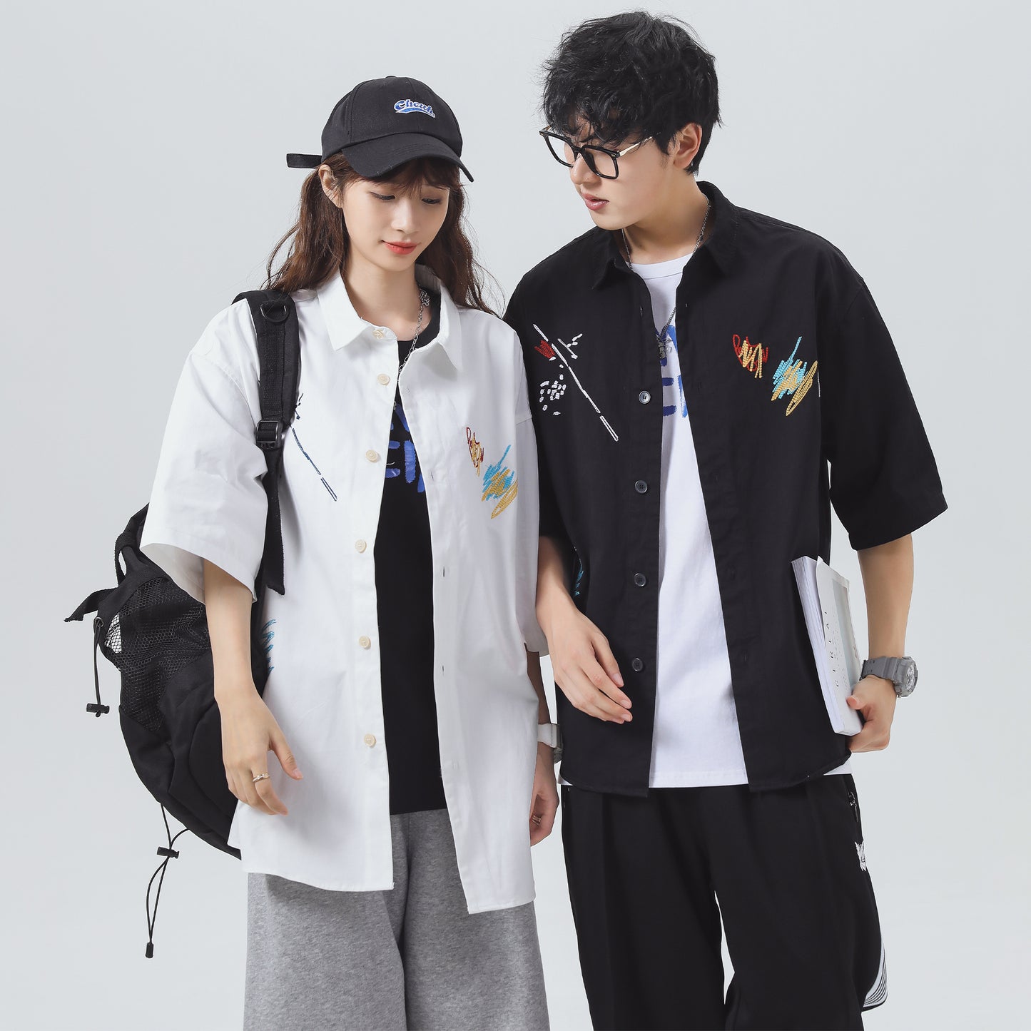 Paddy Julia Amerika retro baland ko'cha uslubidagi nafas oladigan ko'p qirrali yelkali qisqa yengli ko'ylak erkaklar va ayollar bir xil modellar