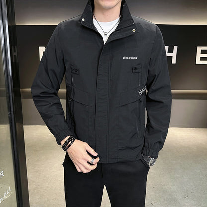 Playboy erkaklar kurtkalari bahor va kuzda o'rnatilgan yoqa tasodifiy shamolga chidamli kurtka erkaklar modellari