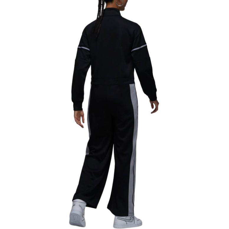 Jordan logotipi bosilgan chiziqli detalli bir qismli ayollar qora + qora kostyum