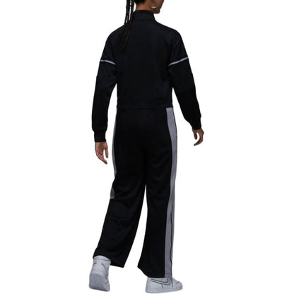 Jordan logotipi bosilgan chiziqli detalli bir qismli ayollar qora + qora kostyum