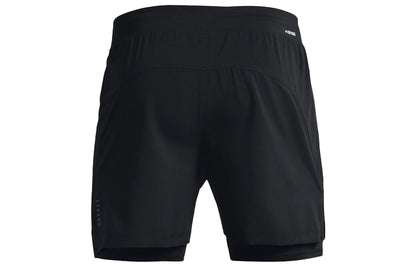 Under armour 2-в-1 тренировочные атлетические шорты для бега мужские черные