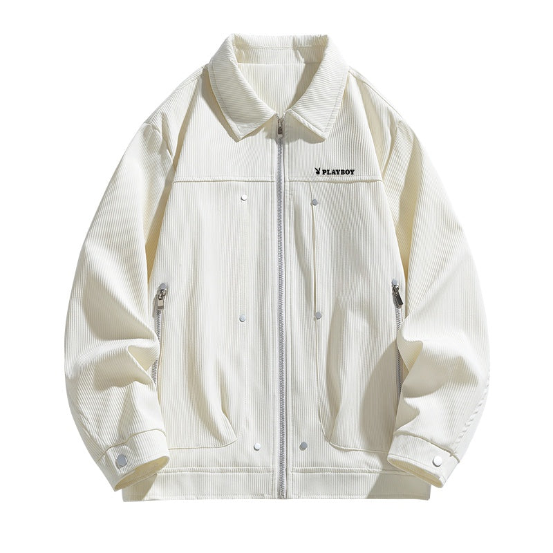 Playboy mikro teksturali metall dekorativ lapel erkaklar ko'ylagi