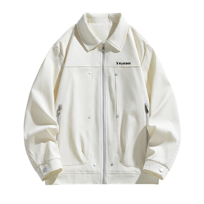 Playboy mikro teksturali metall dekorativ lapel erkaklar ko'ylagi