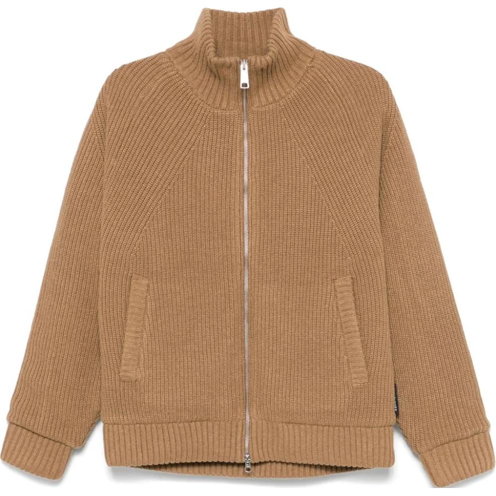 Carhartt o'chiruvchi tekis rangli stendli yoqa fermuarli uzun yengli trikotaj ko'ylagi erkaklar jigarrang