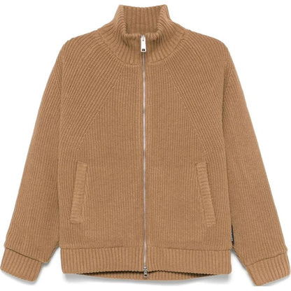 Carhartt o'chiruvchi tekis rangli stendli yoqa fermuarli uzun yengli trikotaj ko'ylagi erkaklar jigarrang