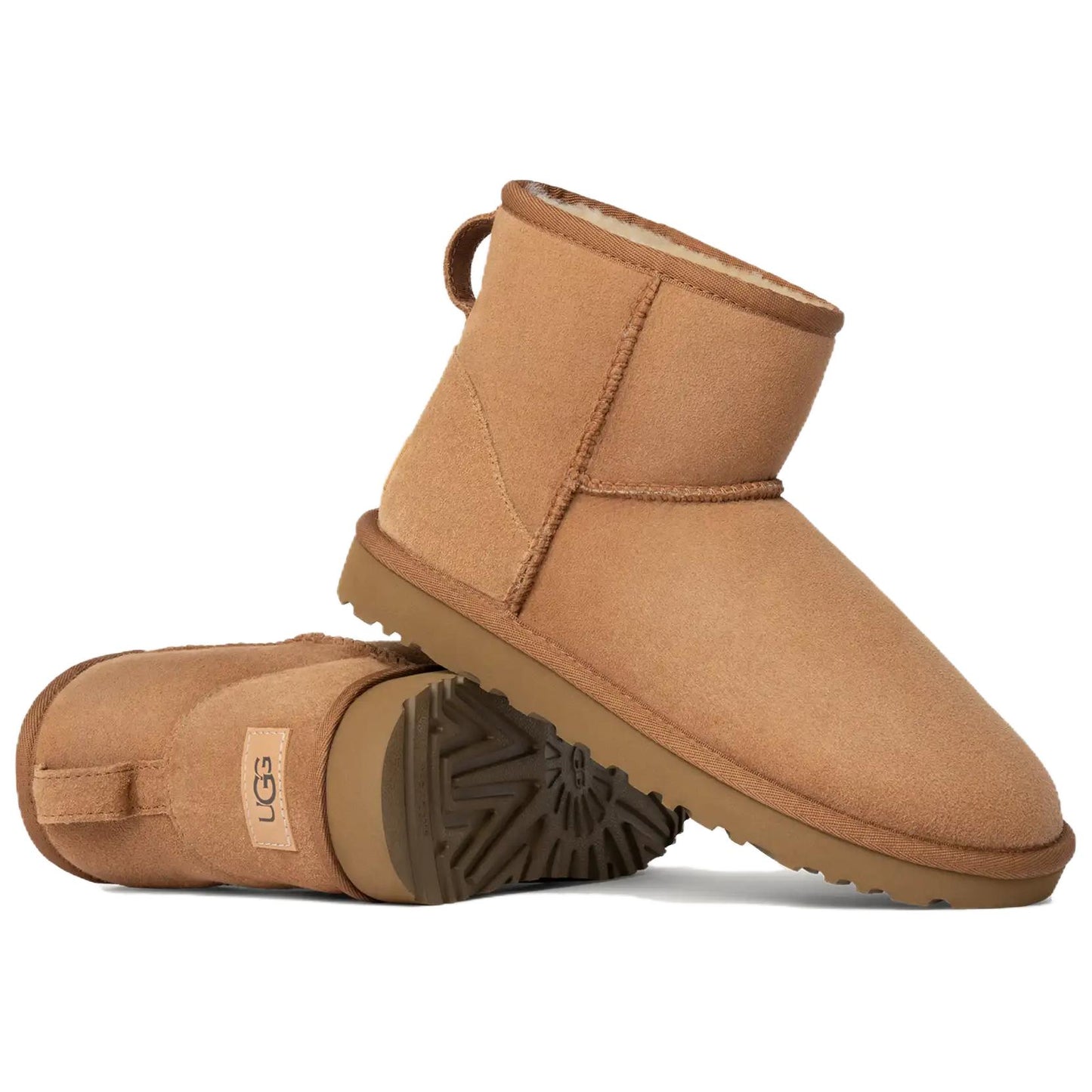 Ugg classic mini из овчины теплые и износостойкие удобные и повседневные короткие сапоги-снегоступы женские каштановые