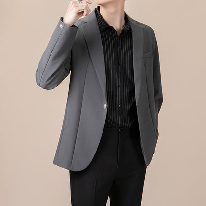 Anti-ofis trendining koreyscha versiyasi erkaklarning kichkina toplari chiroyli bo'sh Gonkong uslubidagi ko'ylagi erkaklar ko'p qirrali kundalik kostyumi engil hashamatli kostyum erkaklar modellari