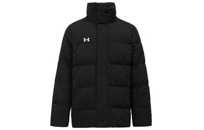 Under armour сплошной цвет случайный стенд воротник с длинным рукавом теплый пуховик куртка мужская и женская черный