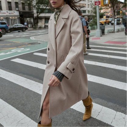 Zara мягкий свободный лацкан с длинным рукавом двубортное пальто женское