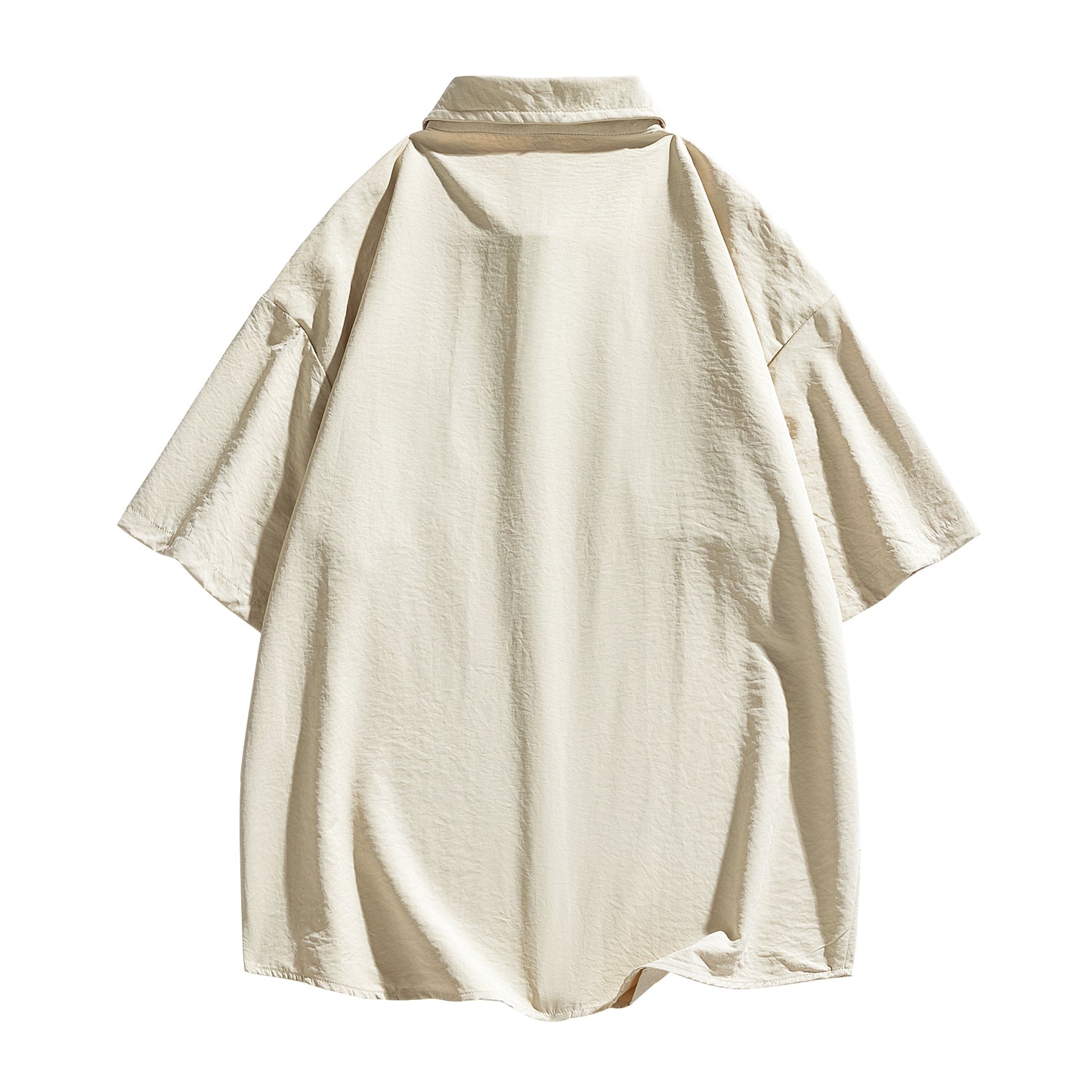 Igoi Amerika yuqori ko'chada qulay moda ish kiyimi nozik kesilgan tasodifiy ko'p qirrali tekis rangli oddiy bo'sh lapel qisqa yengli ko'ylaklar erkaklar va ayollar bir xil