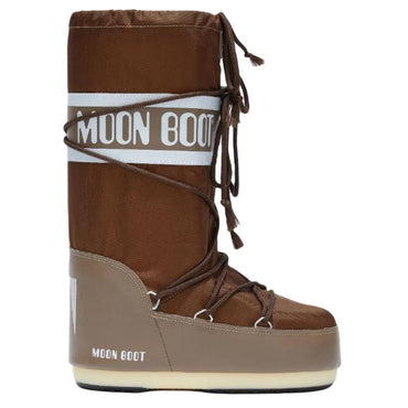 Moon boot logo print panel tall snow boots unisex brown