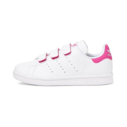 Adidas originals stan smith cf удобные и простые противоскользящие и износостойкие детские бордшорты с низким верхом бело-розовые средние и маленькие дети