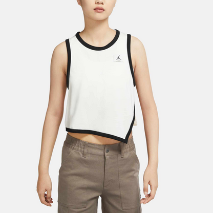 Iordaniya logotipi bosma nafas oladigan ekipaj bo'yinli yengsiz yelek ayollar oq