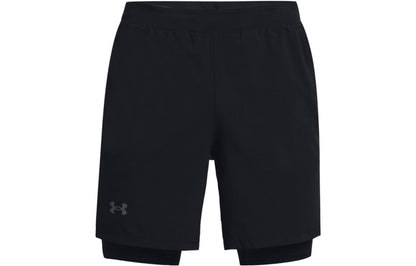 Under armour легкие облегающие тканые тренировочные шорты 2-в-1 athletic shorts men's black