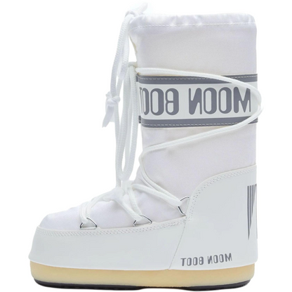 Moon boot nylon flat round toe high top kids' boots kids' white