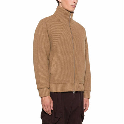 Carhartt o'chiruvchi tekis rangli stendli yoqa fermuarli uzun yengli trikotaj ko'ylagi erkaklar jigarrang