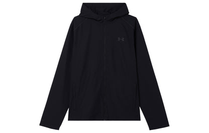 Under armour storm logo print hooded running jacket men's black