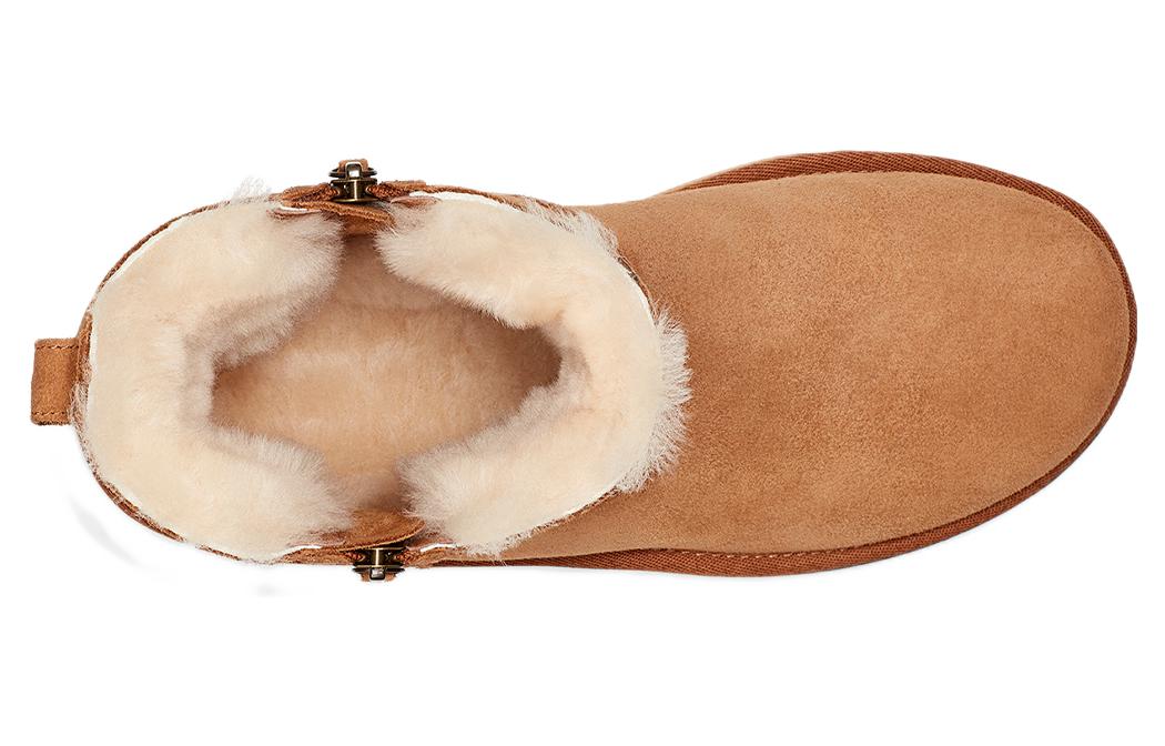 Ugg classic mini флип мех теплый противоскользящий мода теплый короткий теленок снег сапоги женские каштан