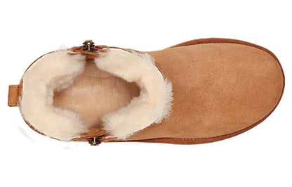 Ugg classic mini флип мех теплый противоскользящий мода теплый короткий теленок снег сапоги женские каштан