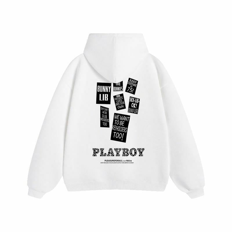 Erkaklar va ayollar uchun Playboy letter print bo'sh tasodifiy kaputi