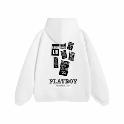 Erkaklar va ayollar uchun Playboy letter print bo'sh tasodifiy kaputi