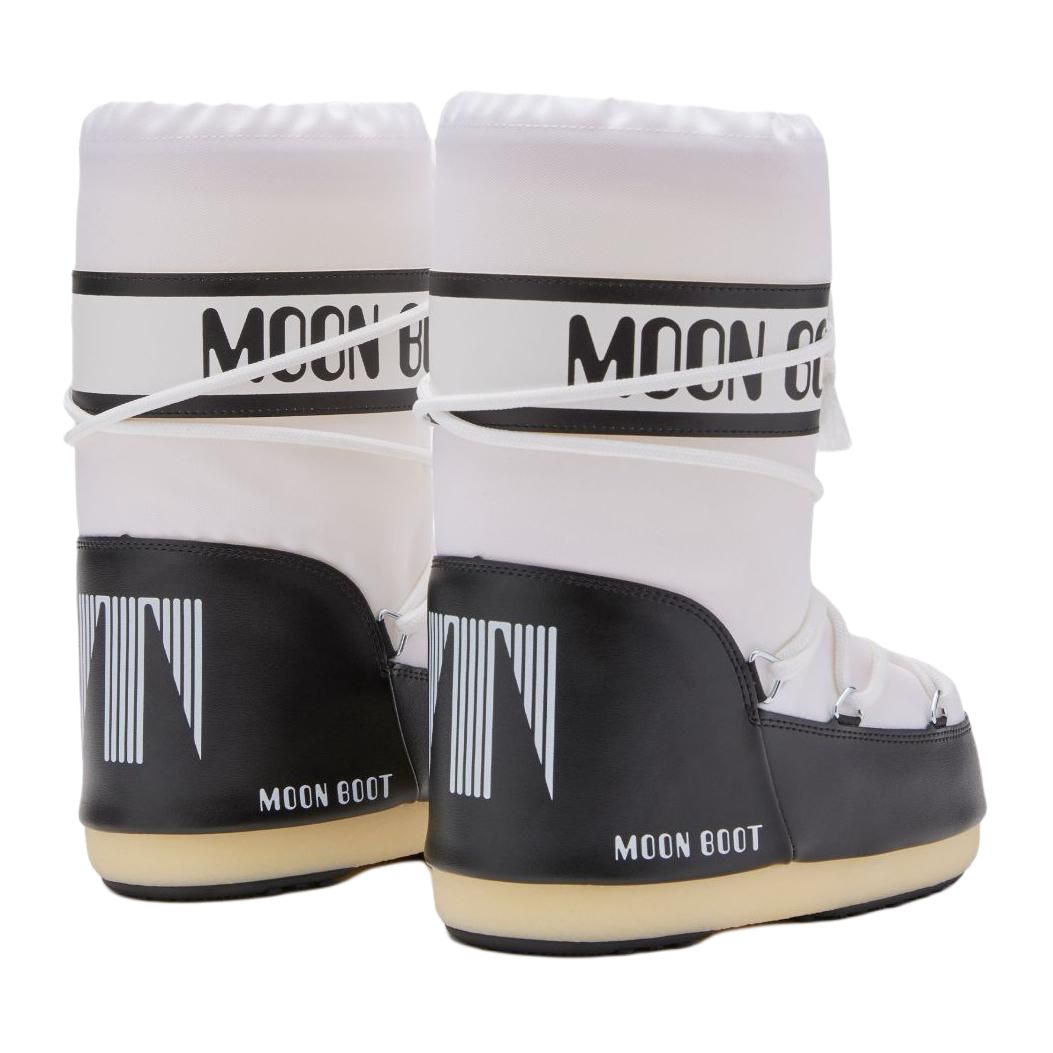 Moon boot colour blocking top drawstring anti-slip waterproof warm snow boots black white children's