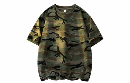 Paddy Julia Amerika hip-hop retro qovurilgan ko'cha gangster chiroyli kamuflyaj harbiy ekipaj bo'yinli pullover High Street ins paxta ko'p qirrali kollej uslubi tasodifiy qisqa yengli futbolka erkaklar va ayollar bir xil narsa