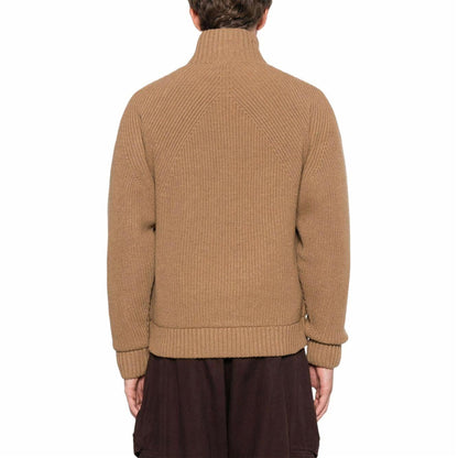 Carhartt o'chiruvchi tekis rangli stendli yoqa fermuarli uzun yengli trikotaj ko'ylagi erkaklar jigarrang