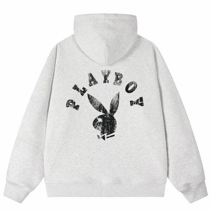 Playboy chiziqli kapshonli erkaklar sport kurtkasi