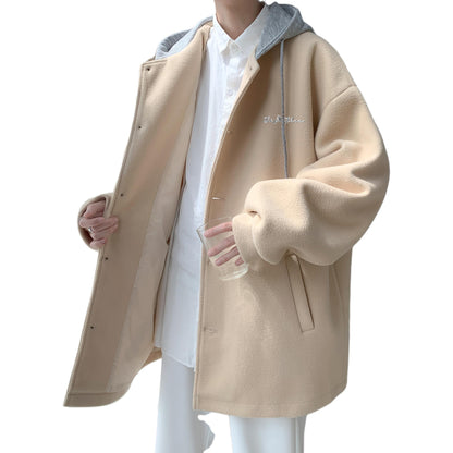 Frq Amerika retro qalpoqli bir ko'krakli o'rta uzunlikdagi Britaniya uslubidagi keng o'lchamli ko'ylagi universal brend logotipi dizayni kapalak tugmachalari pinlar nom plitasi Gonkong uslubidagi bir xil rangdagi erkaklar va ayollar