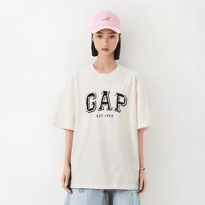 Gap крупные буквы логотипа классическая универсальная футболка с коротким рукавом мужчины и женщины - Boxette Shop