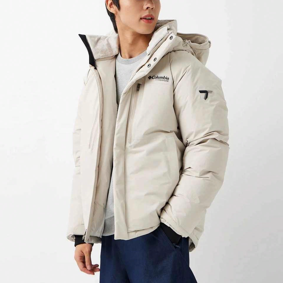 Columbia titanium clive lake outdoor walking lightweight warm waterproof windproof goose down hooded down jacket men's white