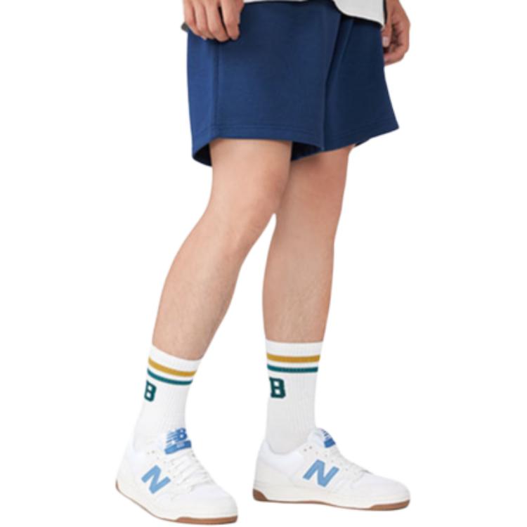 New Balans nb sport life bir rangli kichik logotipli to'rli trikotaj sport shortilari erkaklar ko'k