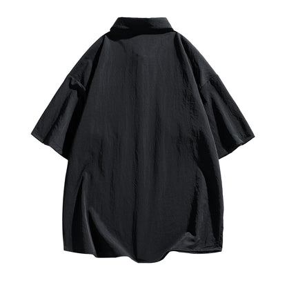 Igoi Amerika yuqori ko'chada qulay moda ish kiyimi nozik kesilgan tasodifiy ko'p qirrali tekis rangli oddiy bo'sh lapel qisqa yengli ko'ylaklar erkaklar va ayollar bir xil