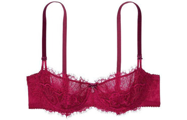 Victoria's secret solid colour unpadded lace velvet bra fuchsia - Boxette Shop