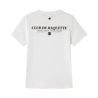 Le coq sportif brendi logotipi shablonlari ochiq havoda kundalik sport ekipaji bo'yinbog'li kalta yengli futbolka ayollar