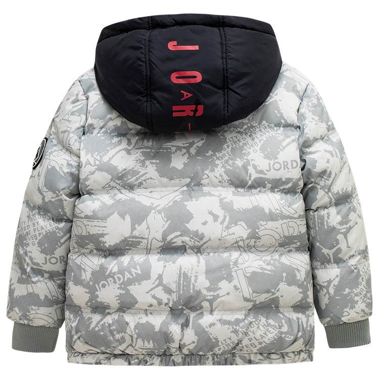 Пуховик детский Jordan Full Logo Print Zip Short Hooded - Boxette Shop