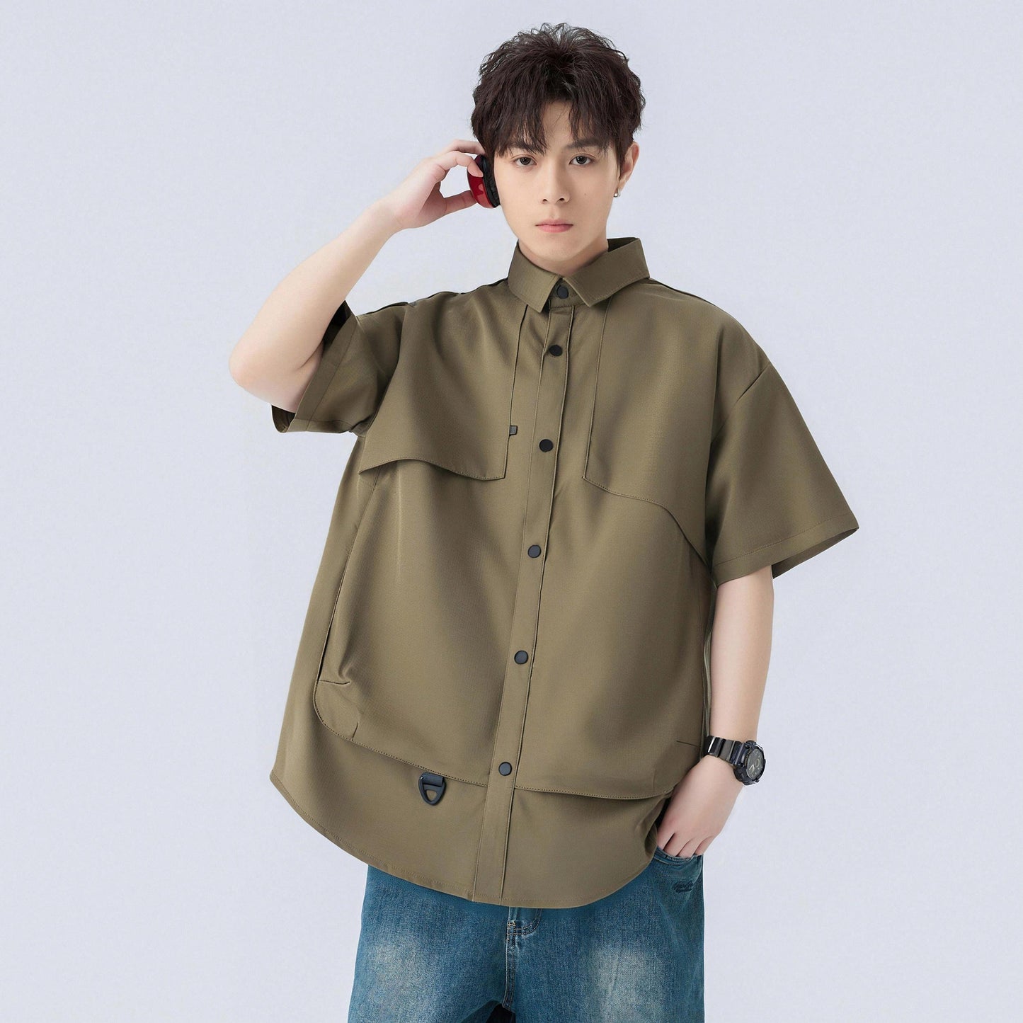 Paddy Julia Amerika yuqori ko'cha konstruktiv dizayn lapel bo'sh tasodifiy kundalik qatnov katta gangster o'zini kelishgan qulay, ko'p qirrali qisqa yengli ko'ylak modellari bilan erkaklar va ayollar