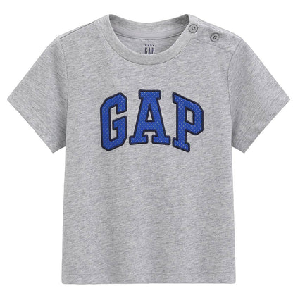 Gap футболка круглый вырез сплошной цвет буквы случайные свободные короткий рукав детские - Boxette Shop