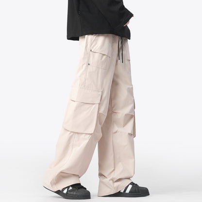 Paddy Julia American outdoor vintage logging, micro-pleated dizayn ma'nosi bir rang cho'ntaklar o'rta bel galstuk kamar bo'sh tekis sudrab erga yuz yuz kundalik ish shim bilan bir xil modellari bilan erkaklar va ayollar